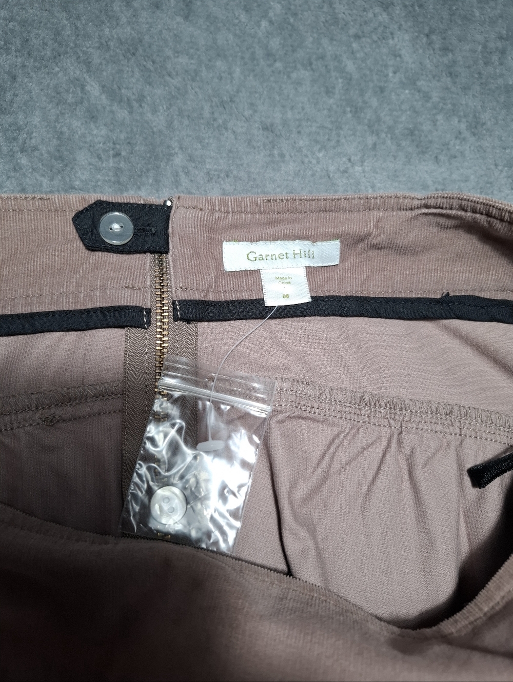 GARNET HILL Corduroy Mini Skirt Sz 8 Taupe Brown Pockets Preppy Casual Academy - Picture 7 of 8